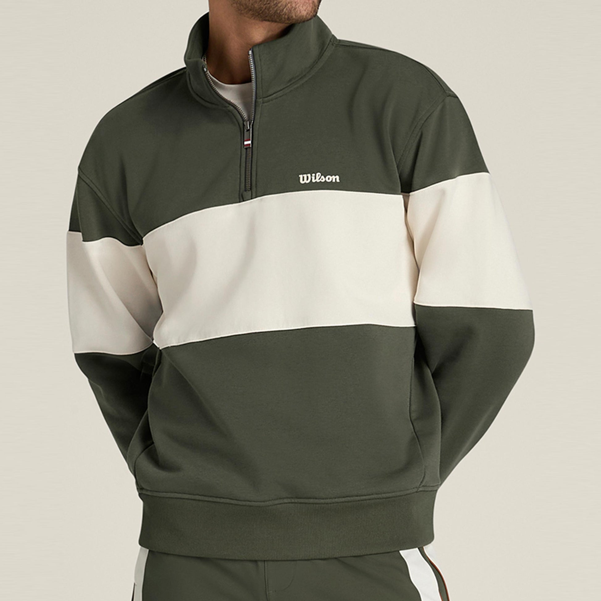 Wilson Playstate French Terry 1/2 Zip Sweatshirt Herrer-mørkegrøn, sand