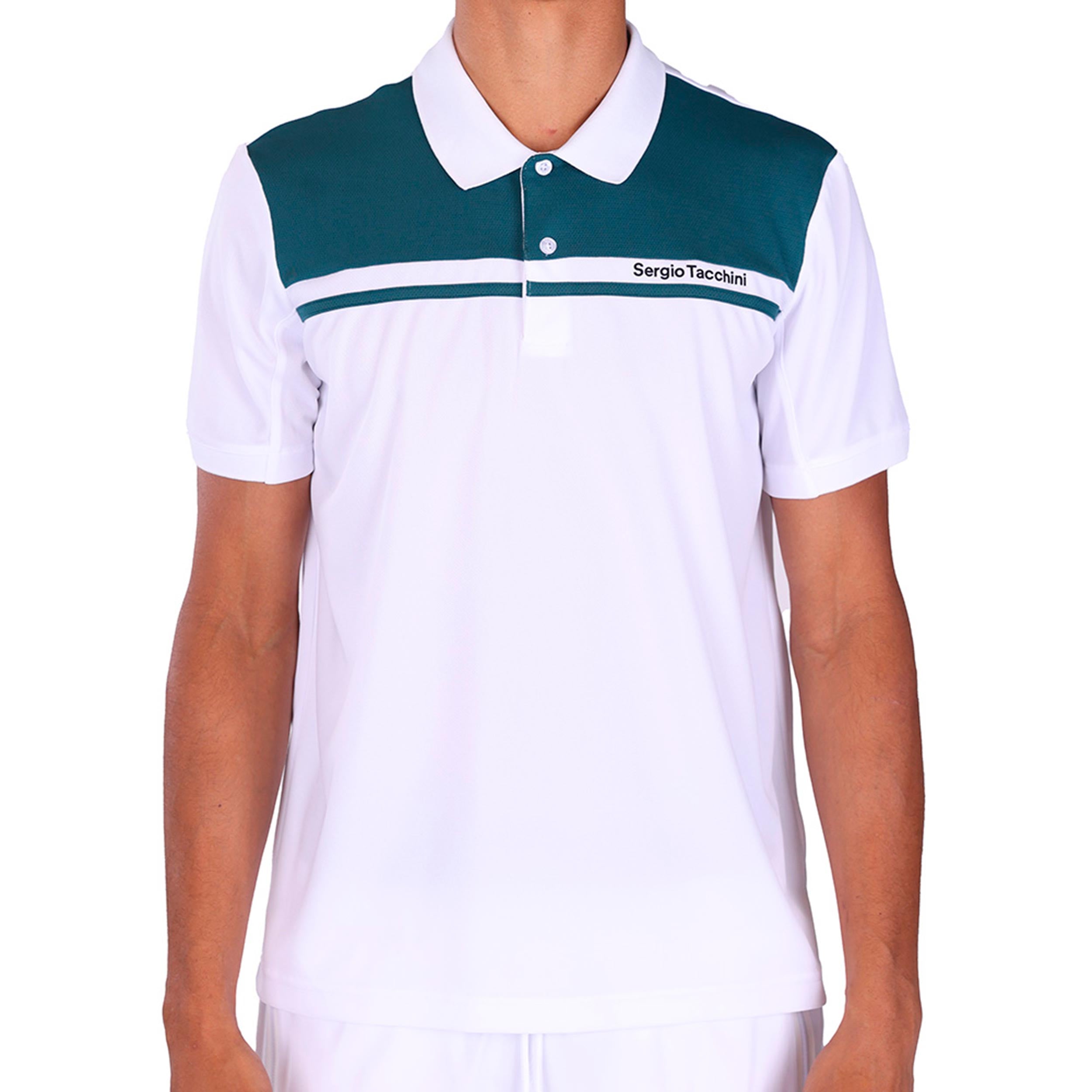 Sergio Tacchini Riflesso Polo Herrer - hvid, petrol