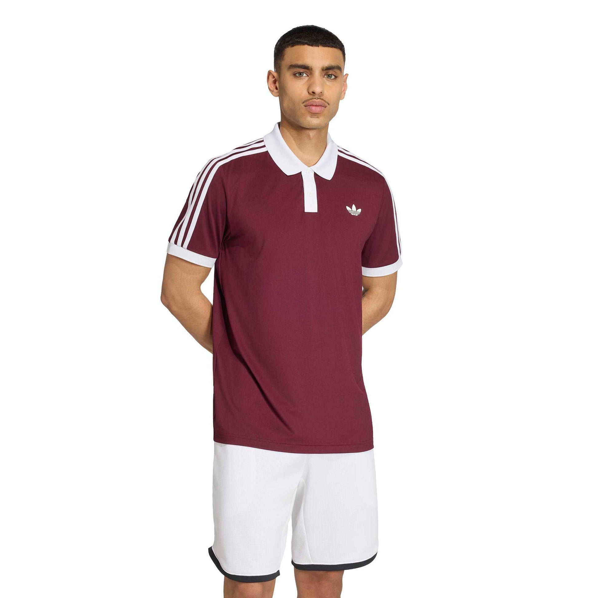adidas Classics Polo Herrer - vinrød, hvid