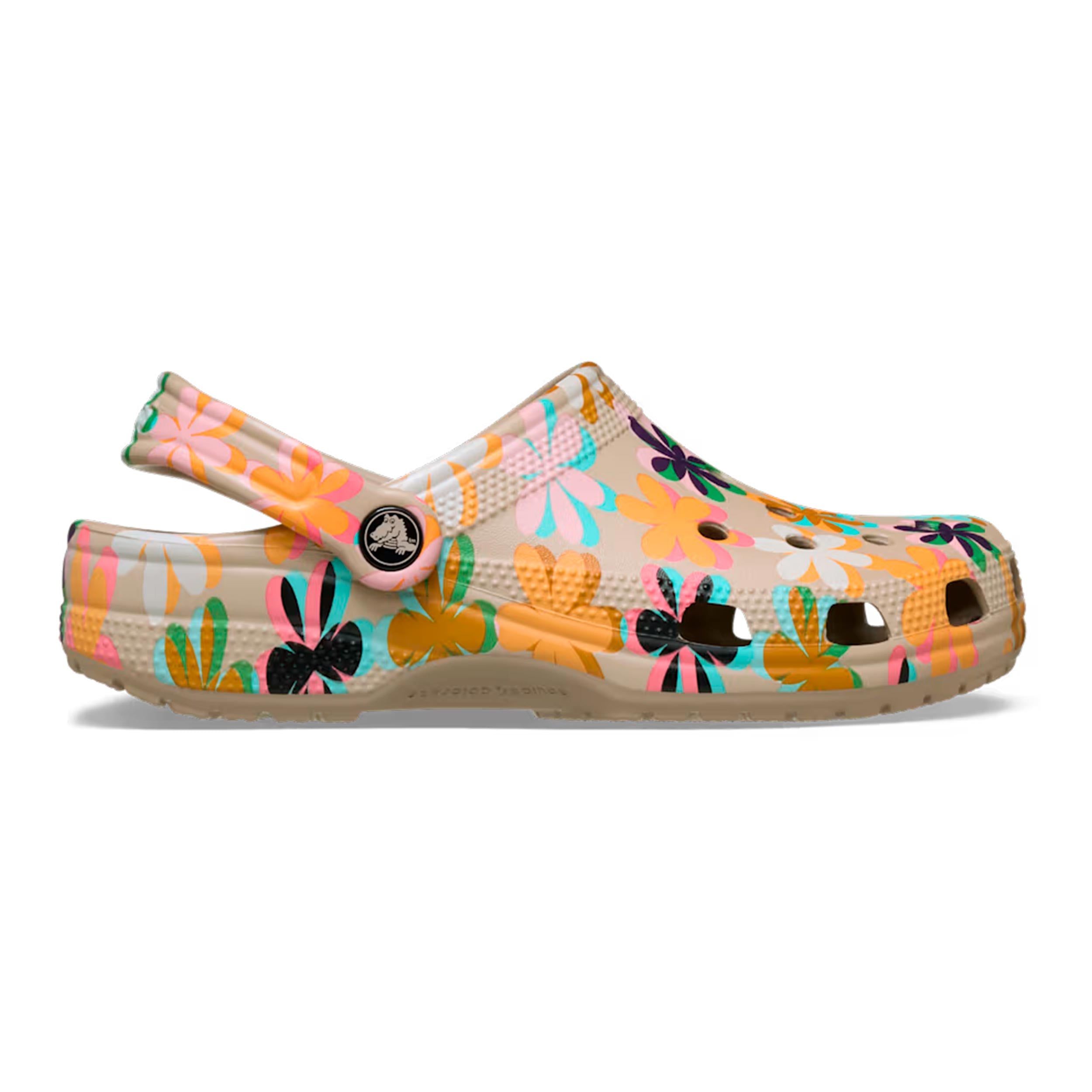 Crocs Classic Graphic Clog Badetøfler Damer - beige, flerfarvet