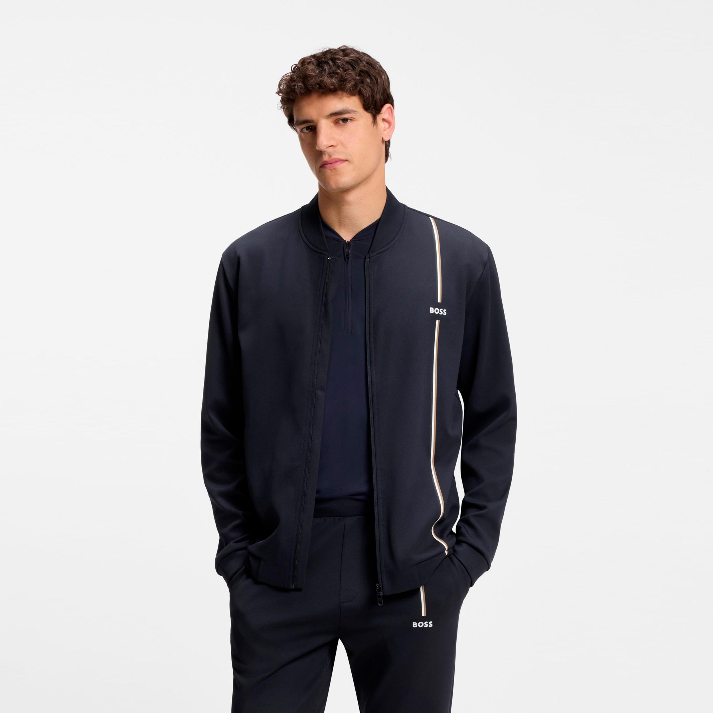 BOSS Game Full Zip Sweatjakke Herrer - mørkeblå