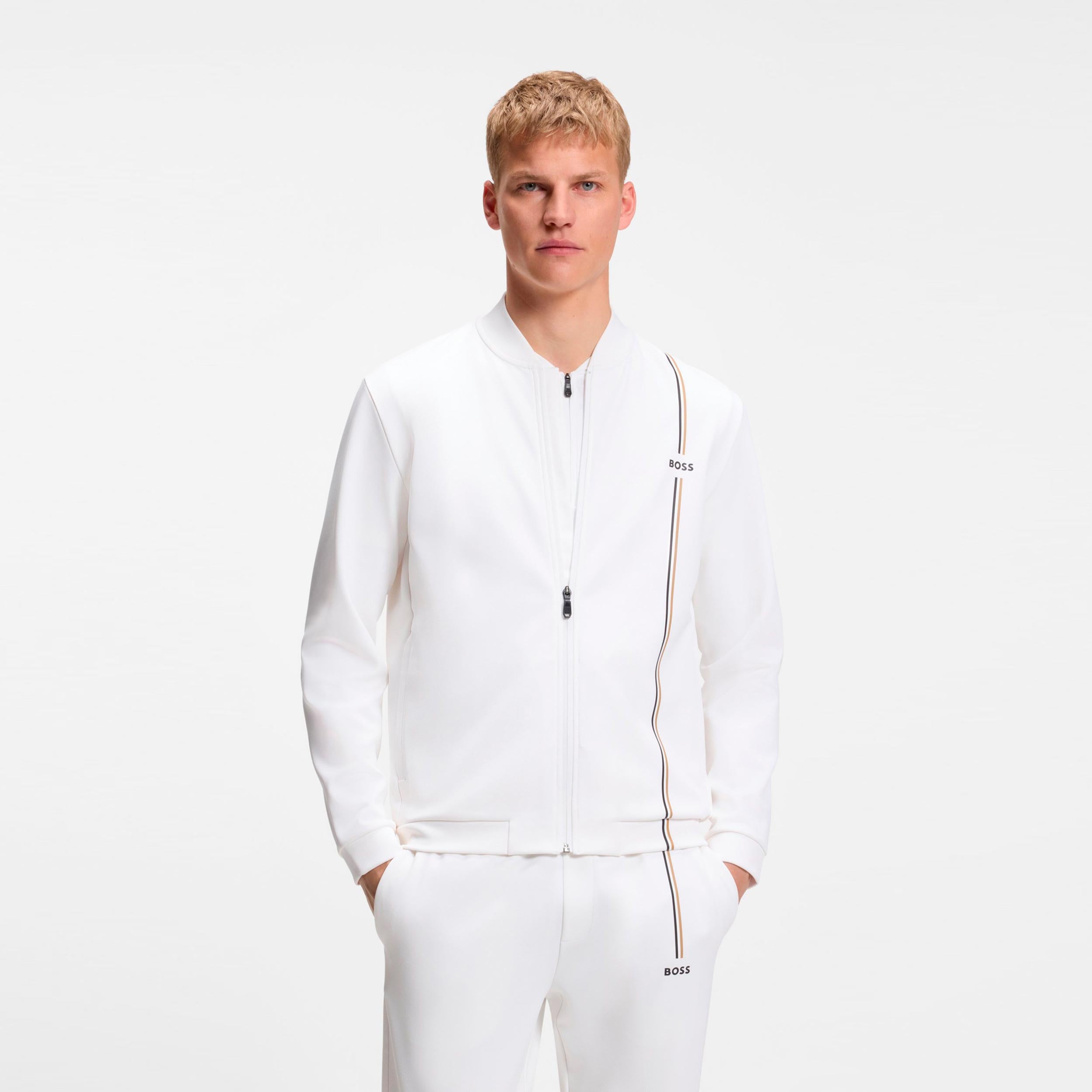 BOSS Game Full Zip Sweatjakke Herrer - hvid