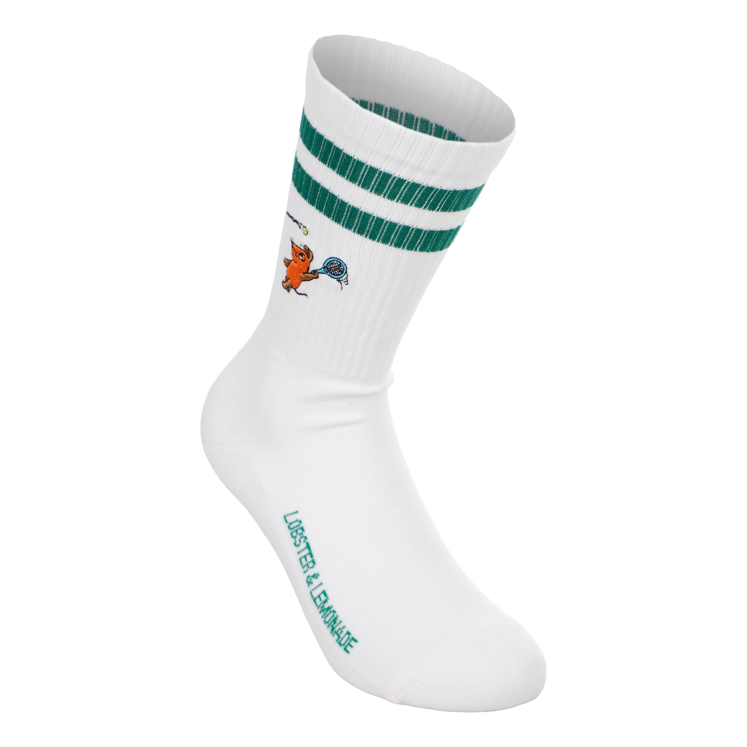 Lobster & Lemonade Maus Tennis Sportssokker Unisex - hvid, grøn