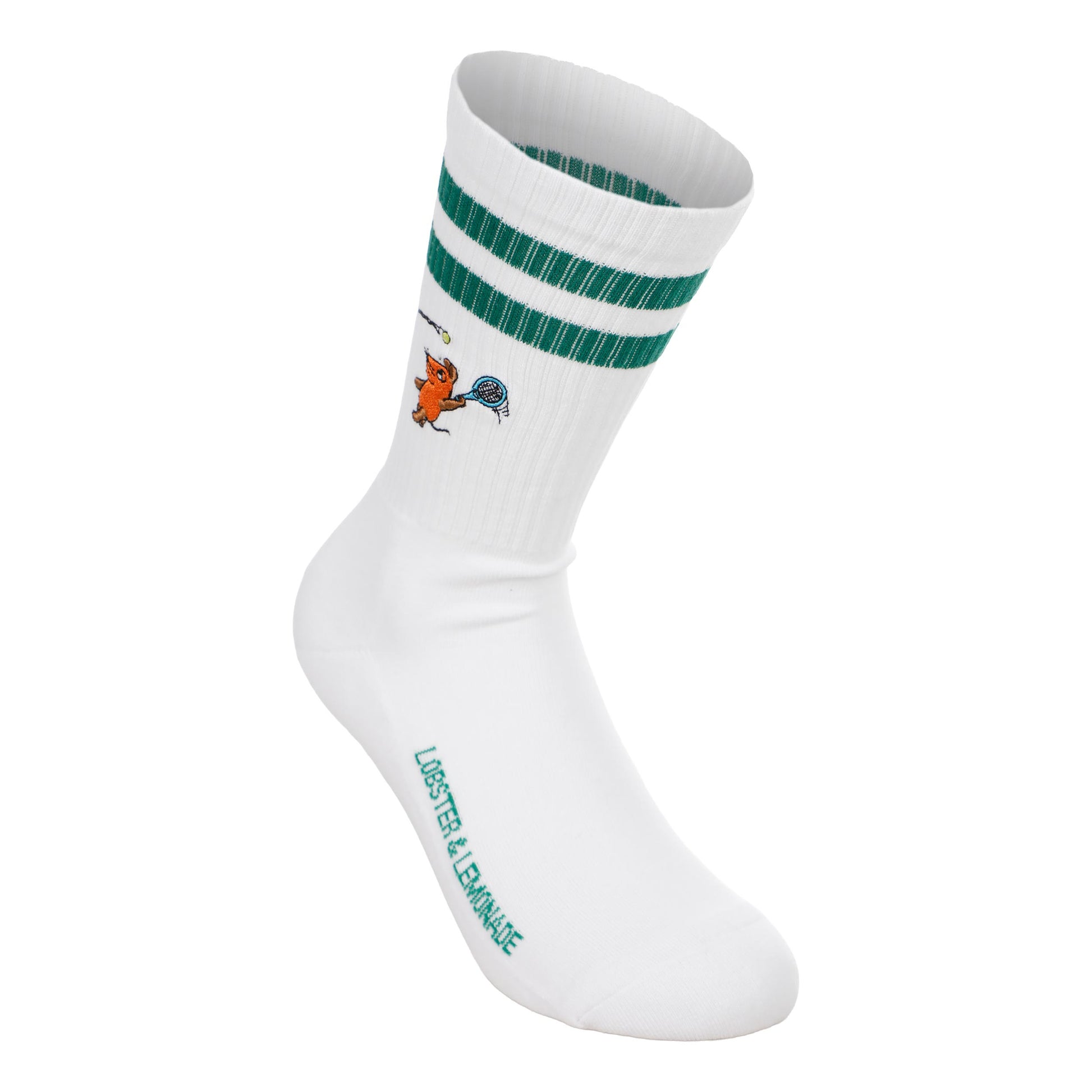 Lobster & Lemonade Maus Tennis Sportssokker Unisex - hvid, grøn