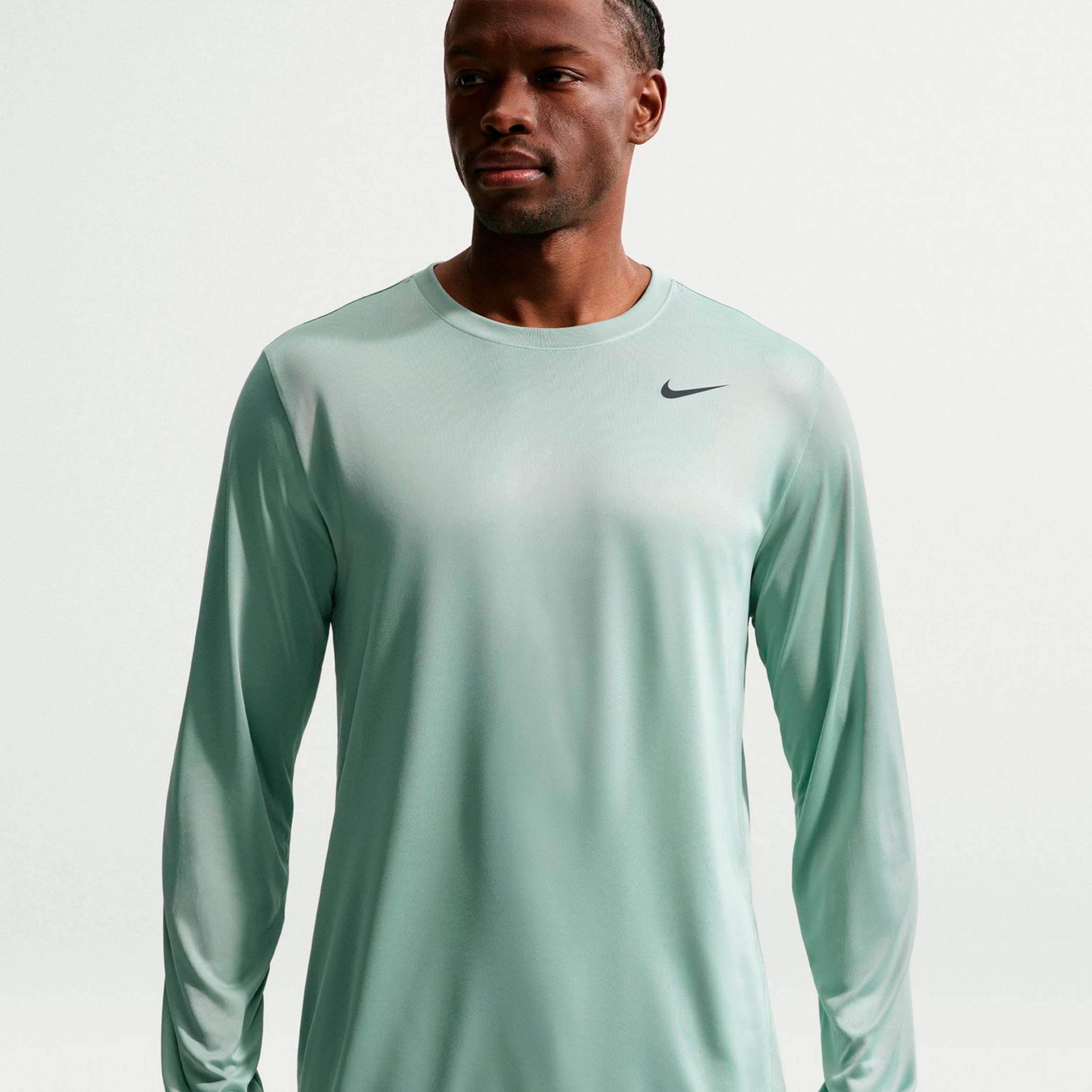 Nike Dri-Fit Shirt, langærmet Herrer - grågrøn, sort