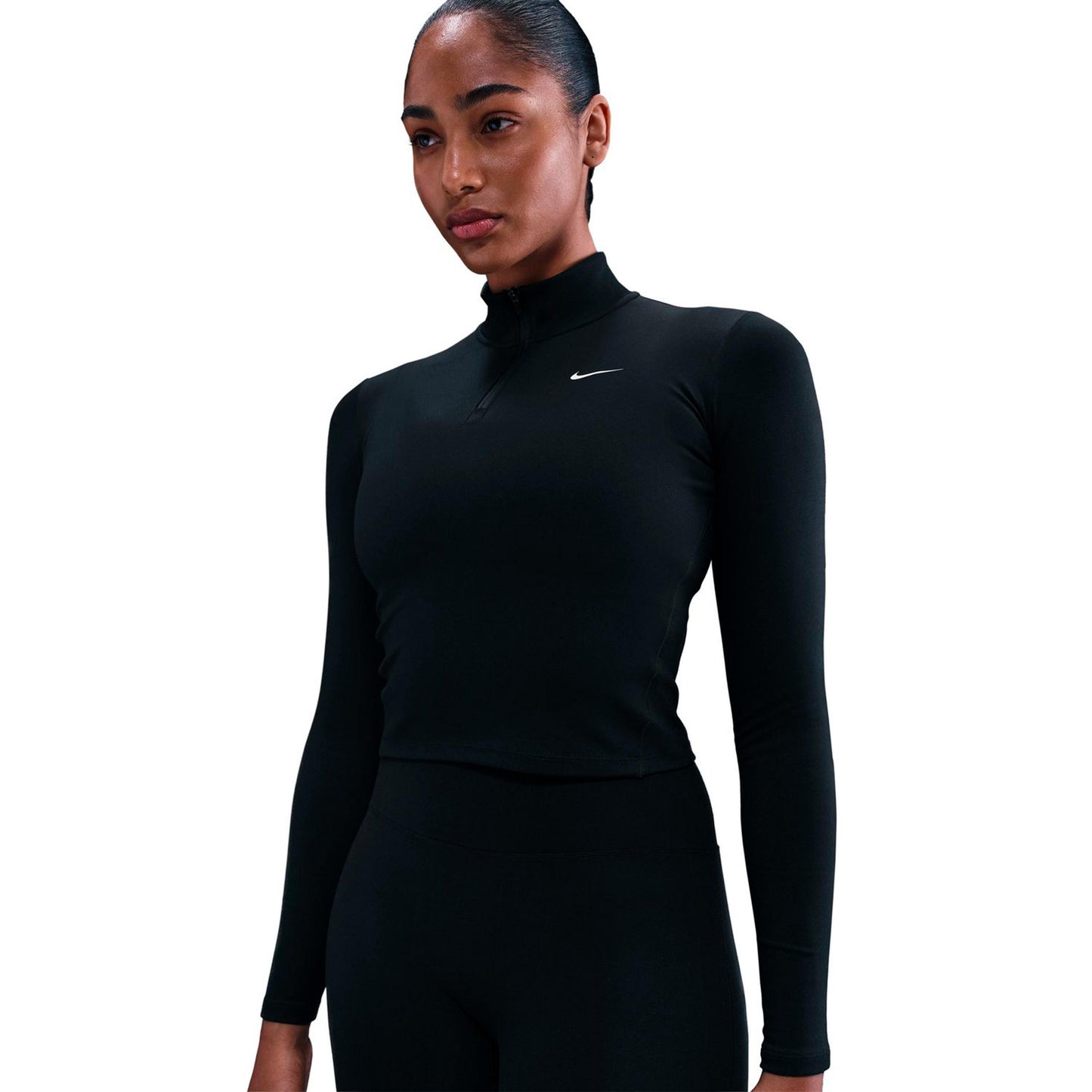 Nike One Dri-Fit Quarter Zip Shirt, langærmet Damer - sort