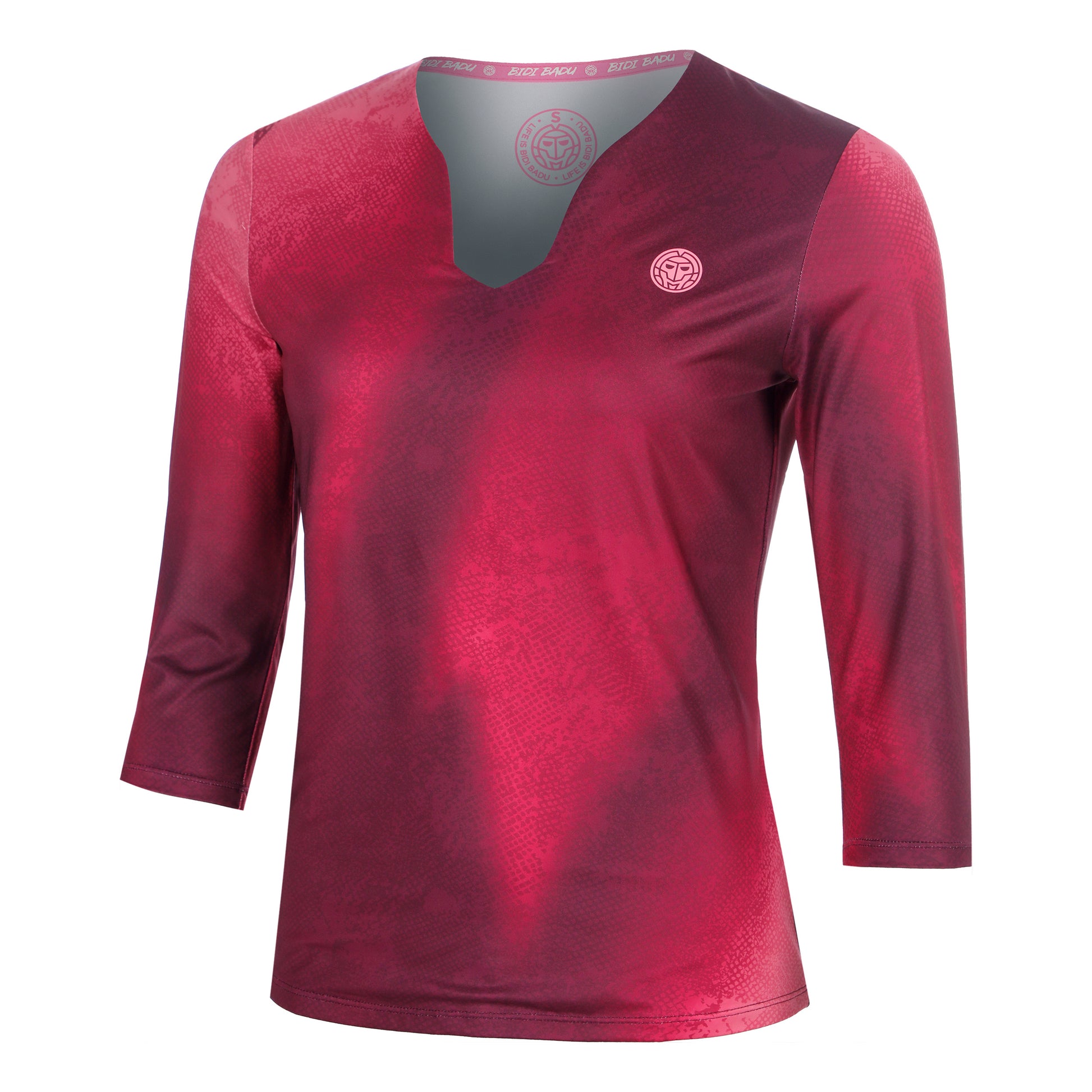 BIDI BADU Freeze Out V-Neck Printed  Shirt, langærmet Damer - mørkerød
