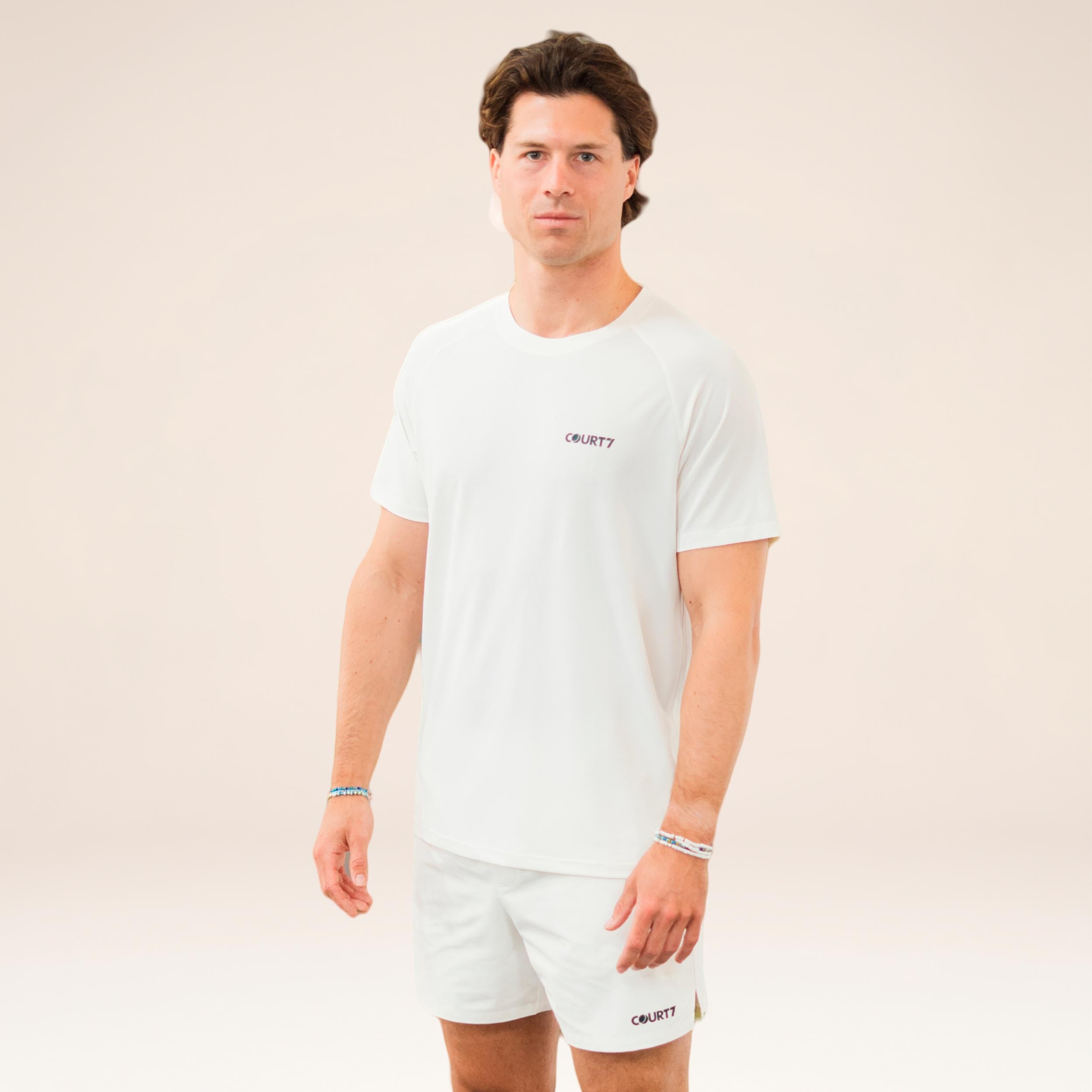 COURT7 Performance Solid T-shirt Herrer - offwhite