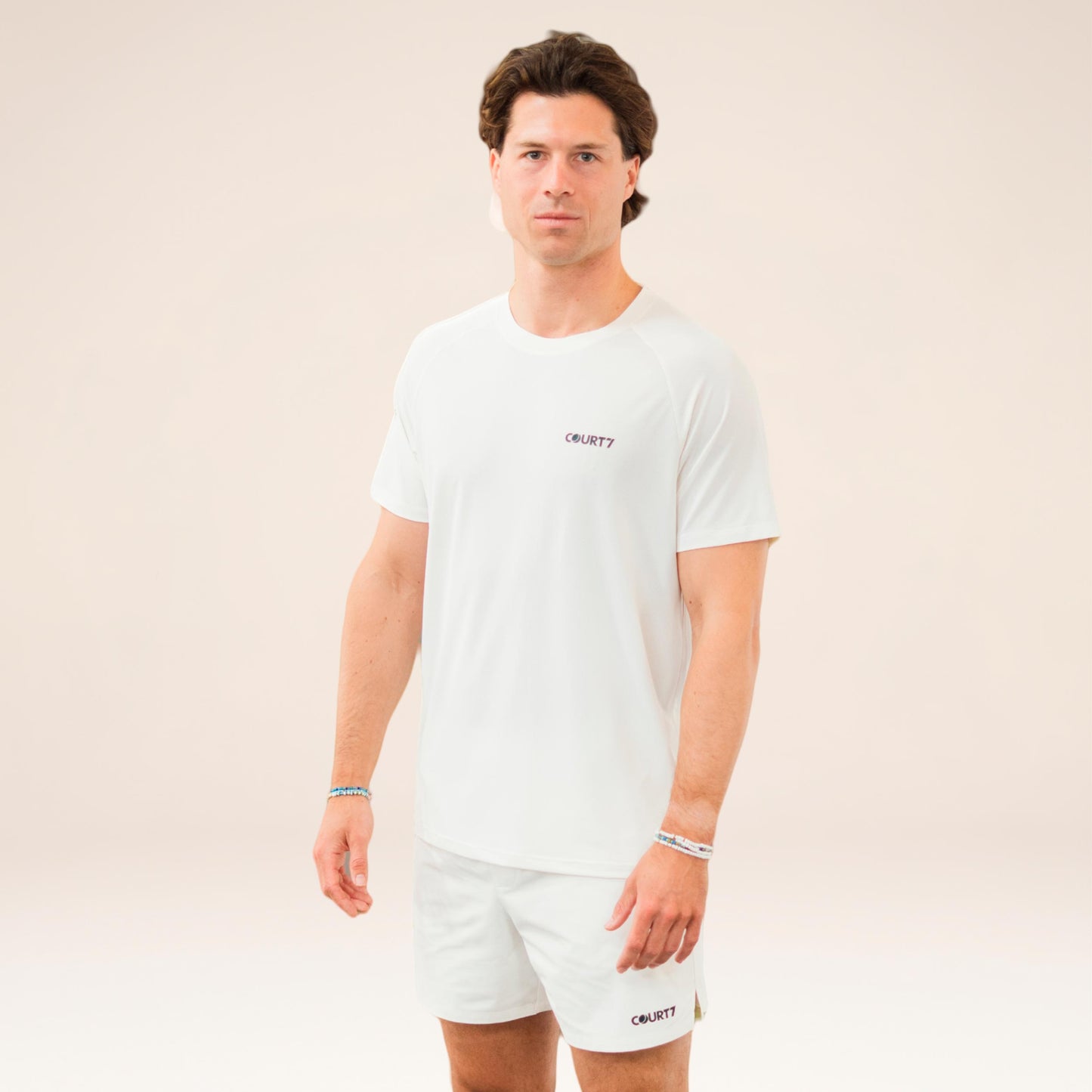 COURT7 Performance Solid T-shirt Herrer - offwhite
