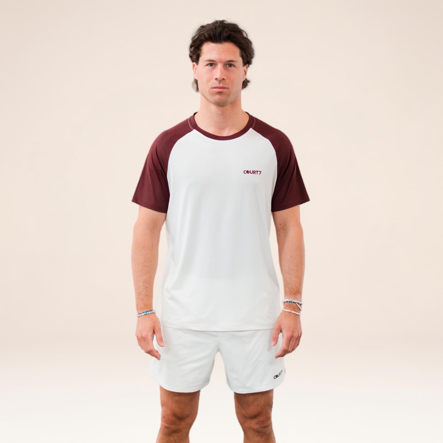 COURT7 Performance Raglan Contrast T-shirt Herrer - offwhite, rød