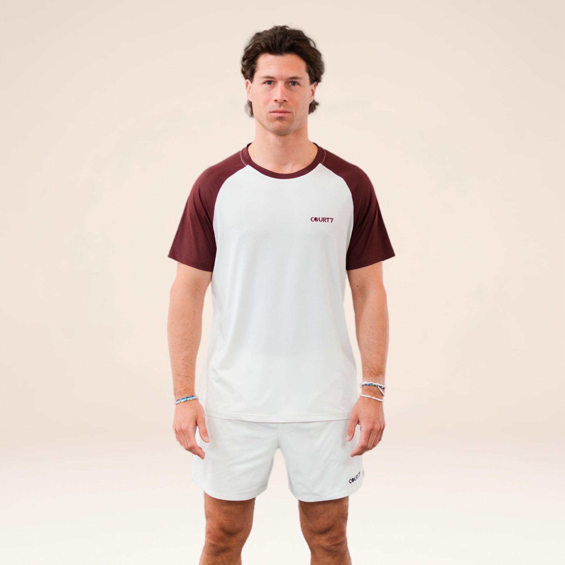 COURT7 Performance Raglan Contrast T-shirt Herrer - offwhite, rød