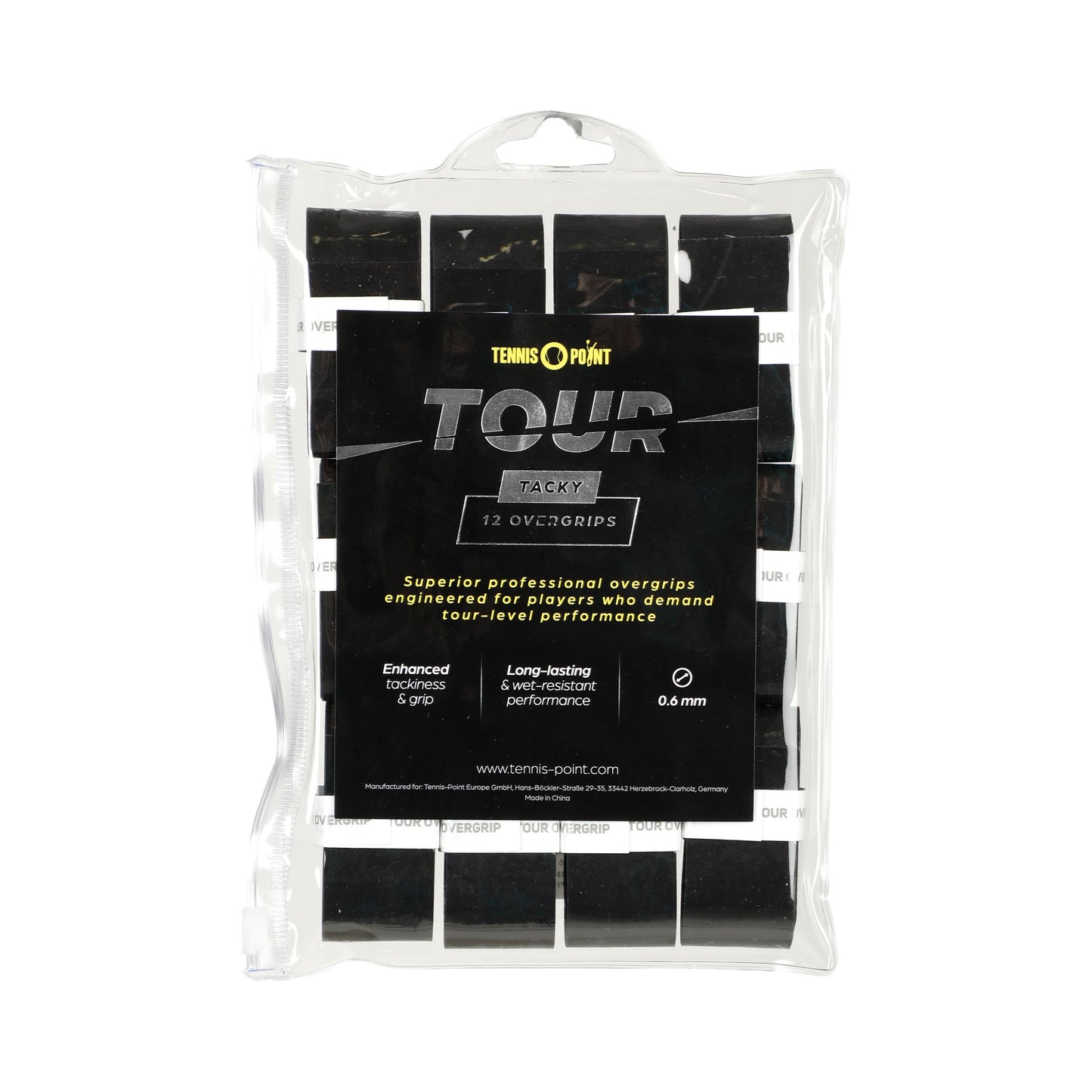 Tennis-Point Tour Tacky Pakke med 12 - sort