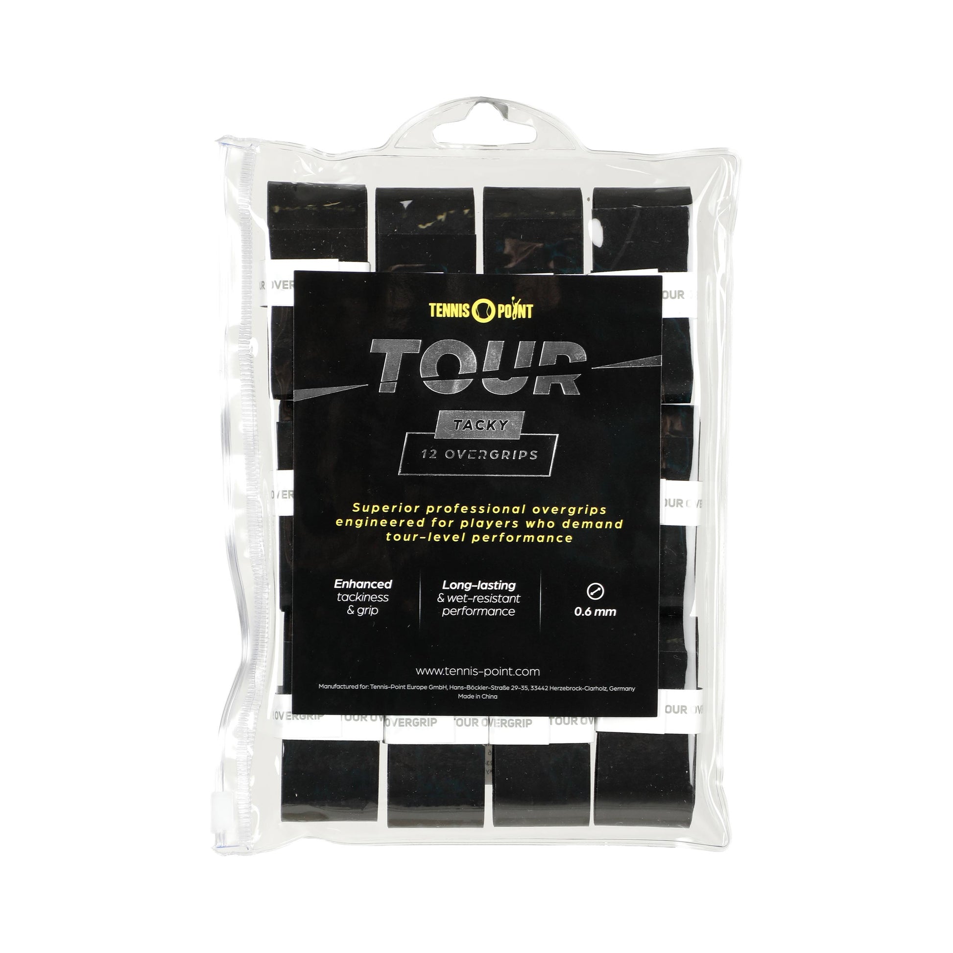 Tennis-Point Tour Tacky Pakke med 12 - sort