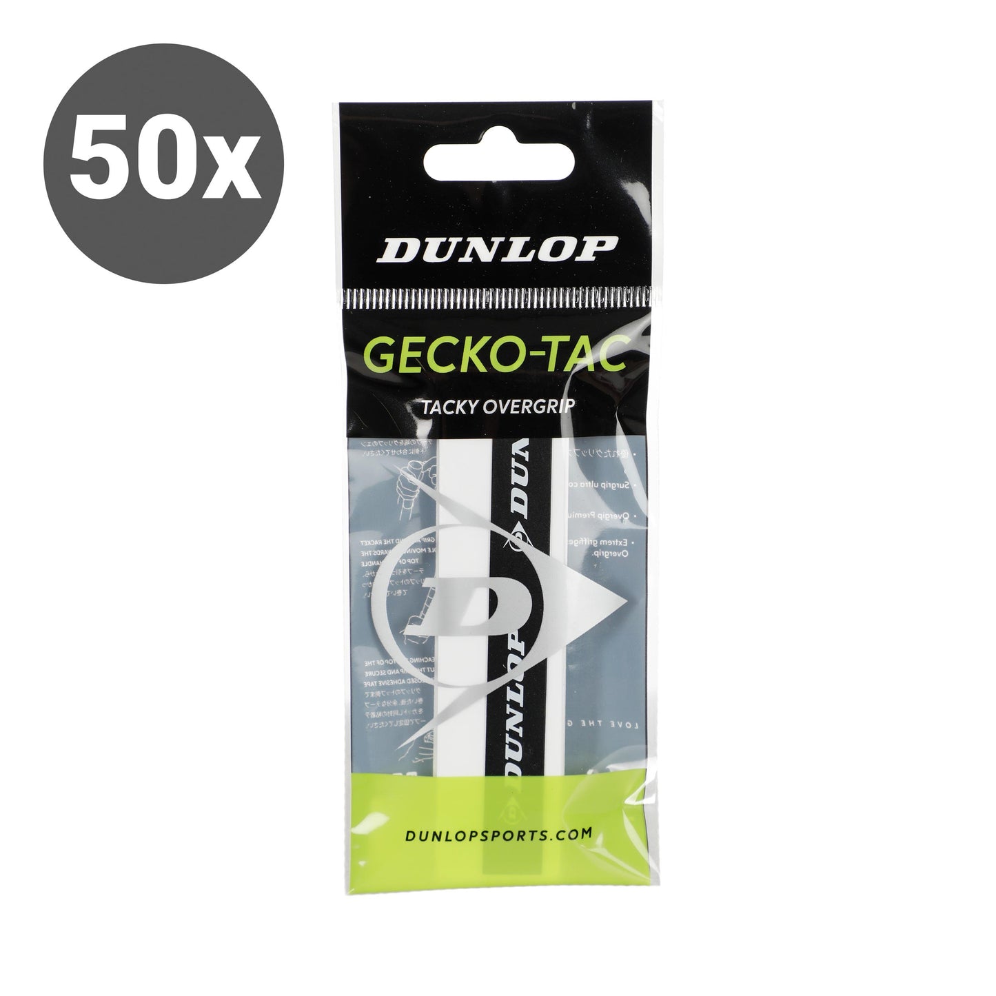 Dunlop Gecko-Tac Pakke med 50 - hvid