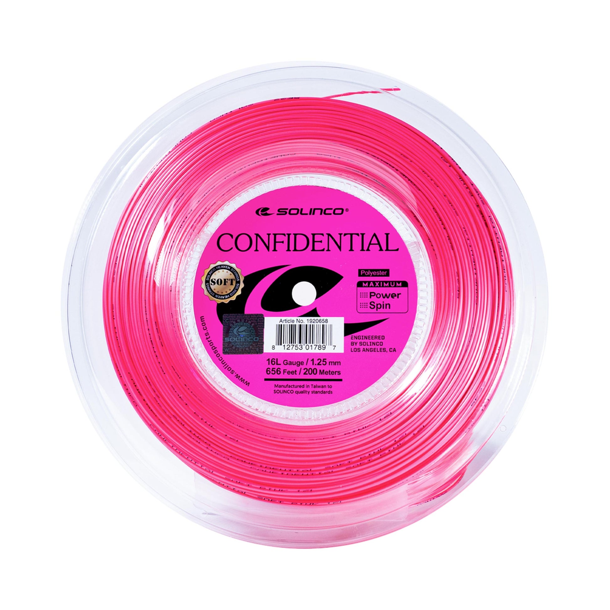 Solinco Confidential Soft  Strenge, rulle 200m - pink