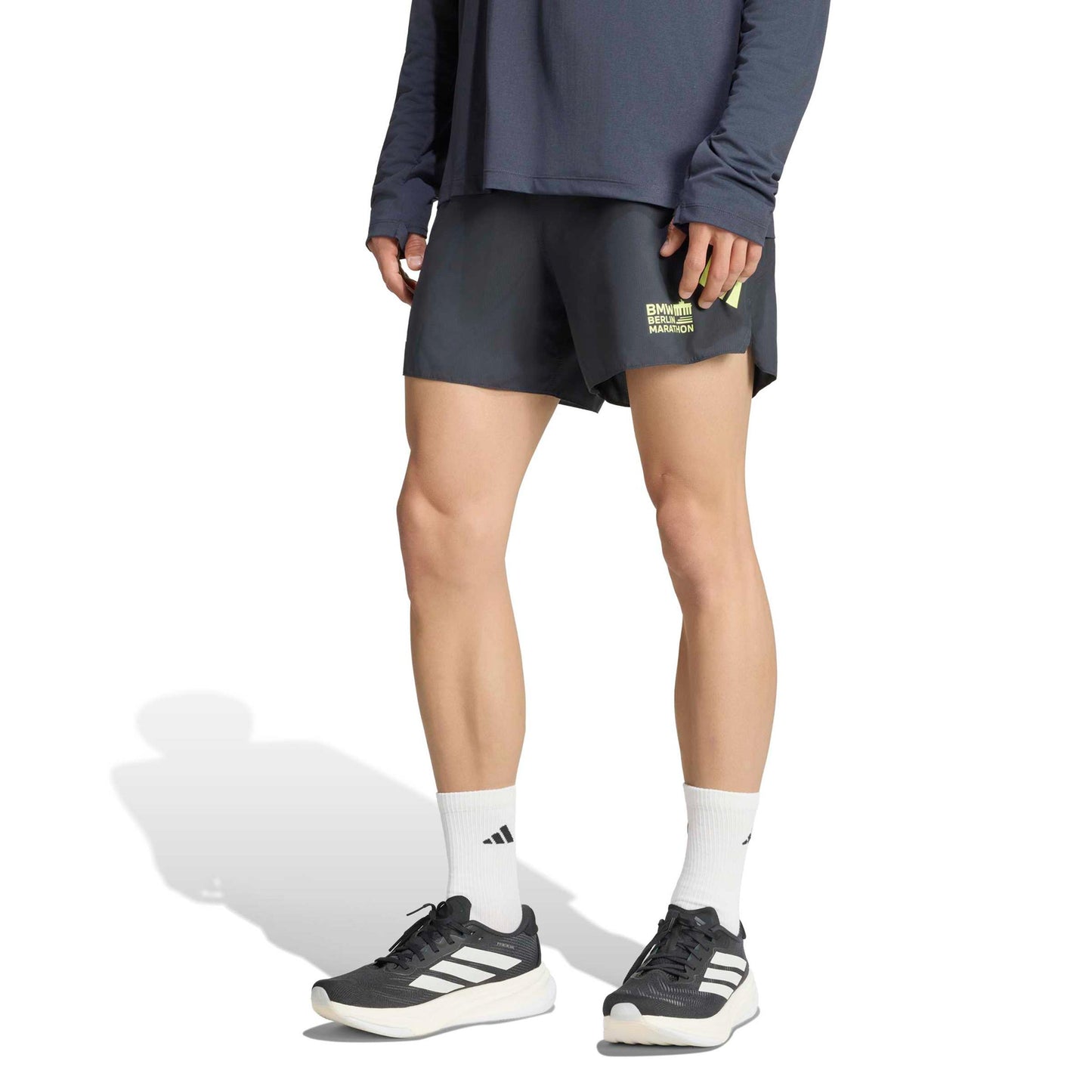 adidas BMW Berlin 5in Løbeshorts Herrer - mørkegrå, gul