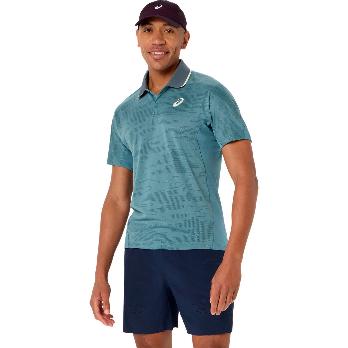 ASICS Match Jacquard Polo Herrer - petrol, grå