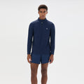 Edmond 1/4 Zip Shirt, langærmet Herrer - mørkeblå