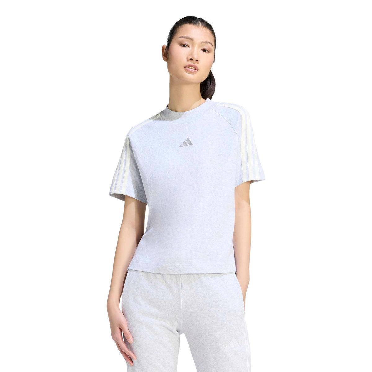 adidas 3Stripes T-shirt Damer - lysegrå, offwhite