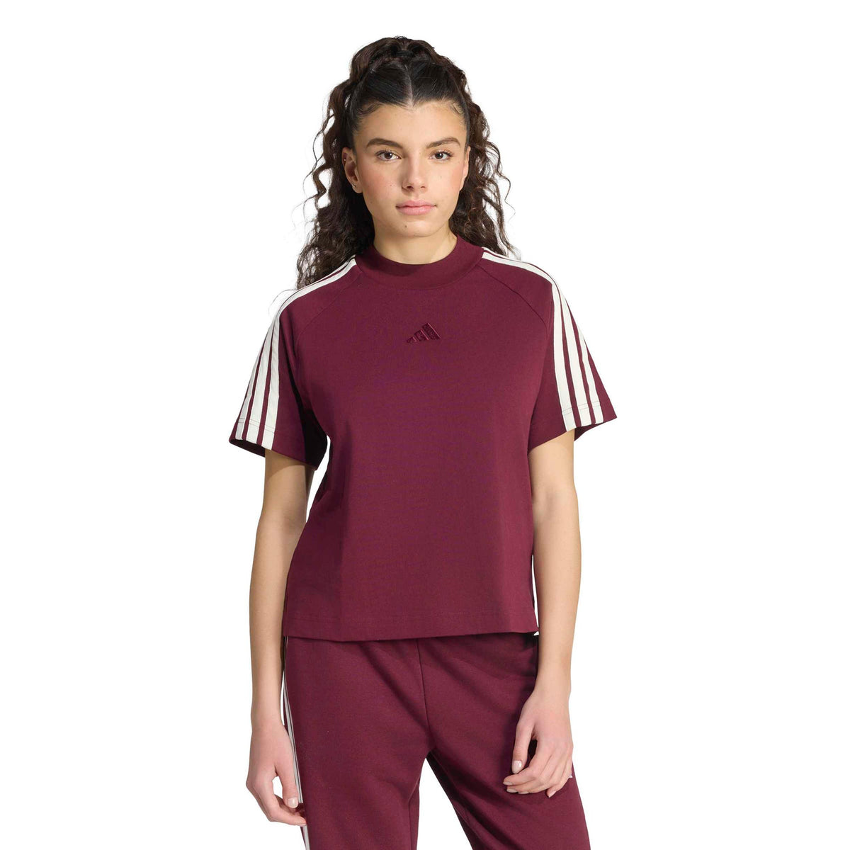 adidas 3Stripes T-shirt Damer - vinrød, hvid