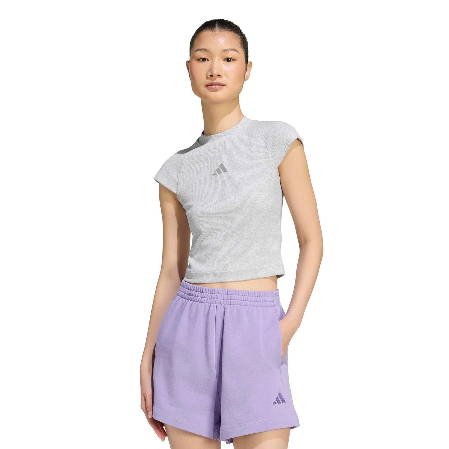 adidas Ribbed T-shirt Damer - lysegrå