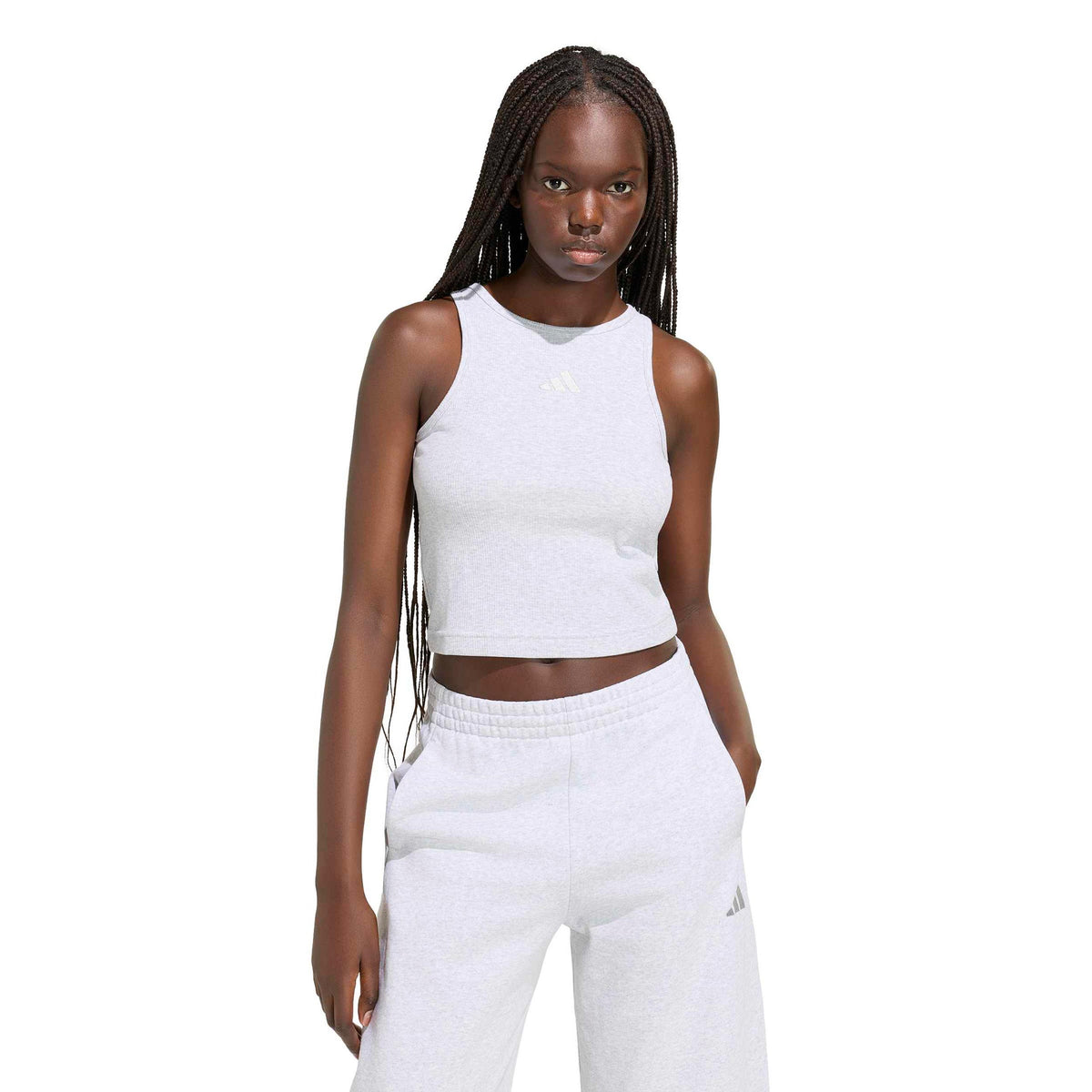 adidas Ribbed Tanktop Damer - lysegrå