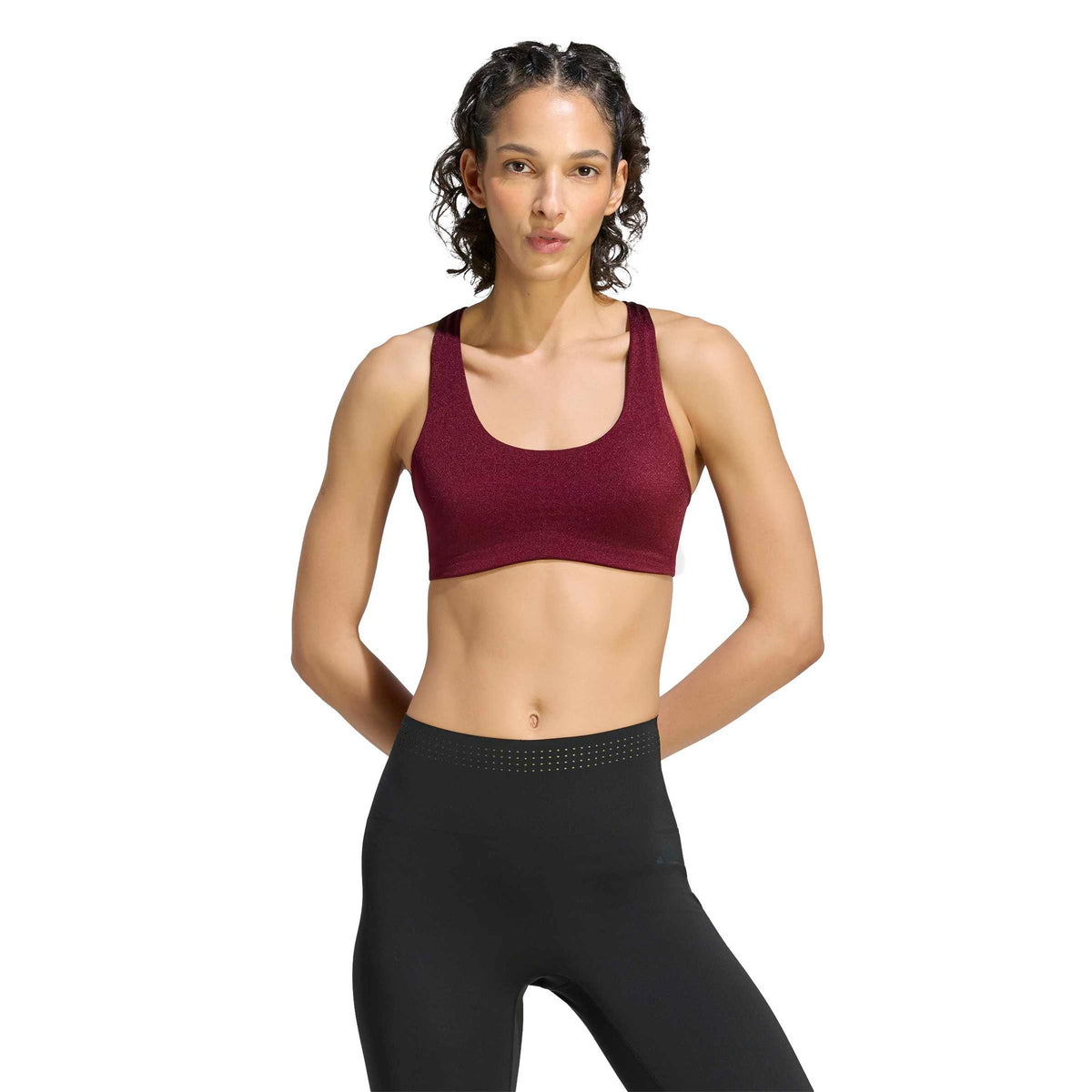 adidas Optime Medium Support Sports-BH Damer - vinrød