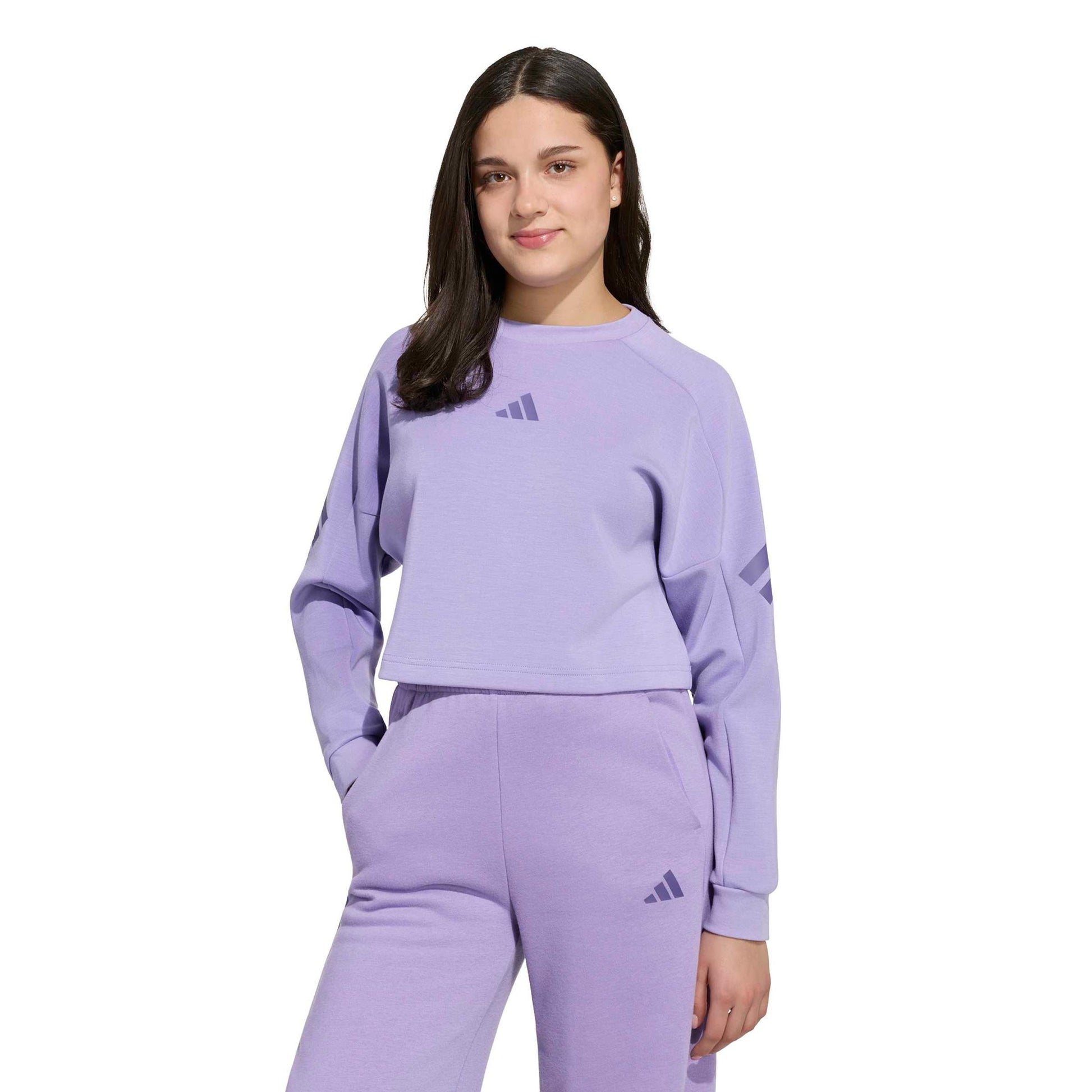 adidas 3Stripes Crew Crop Sweatshirt Børn - syren