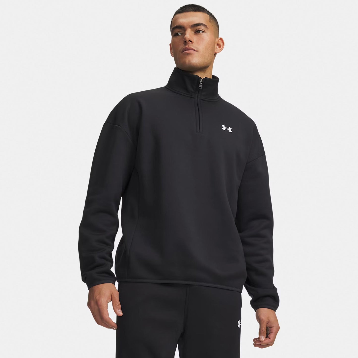 Under Armour Armour Fleece 1/4 Zip Shirt, langærmet Herrer - sort, hvid