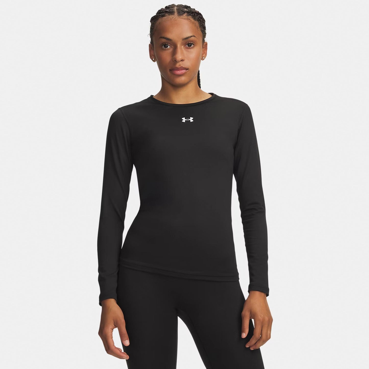 Under Armour ColdGear Crew Shirt, langærmet Damer - sort, hvid