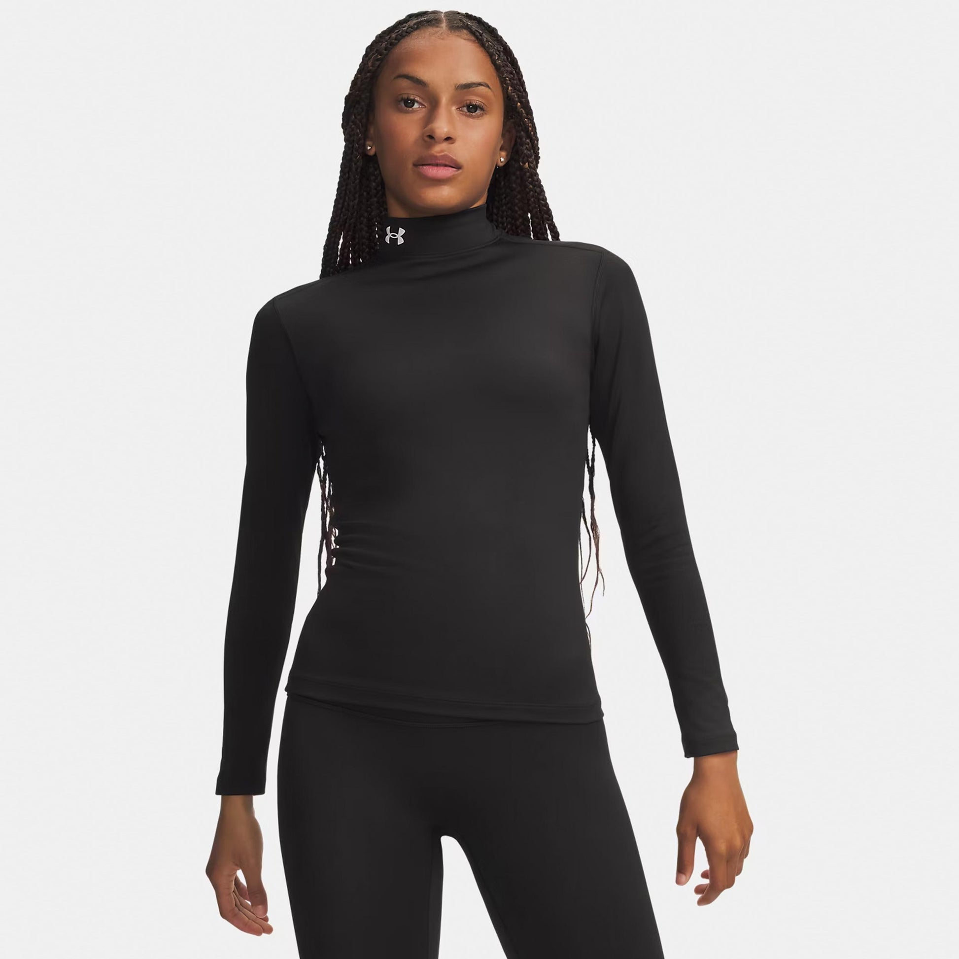 Under Armour ColdGear Mock Shirt, langærmet Damer - sort, hvid