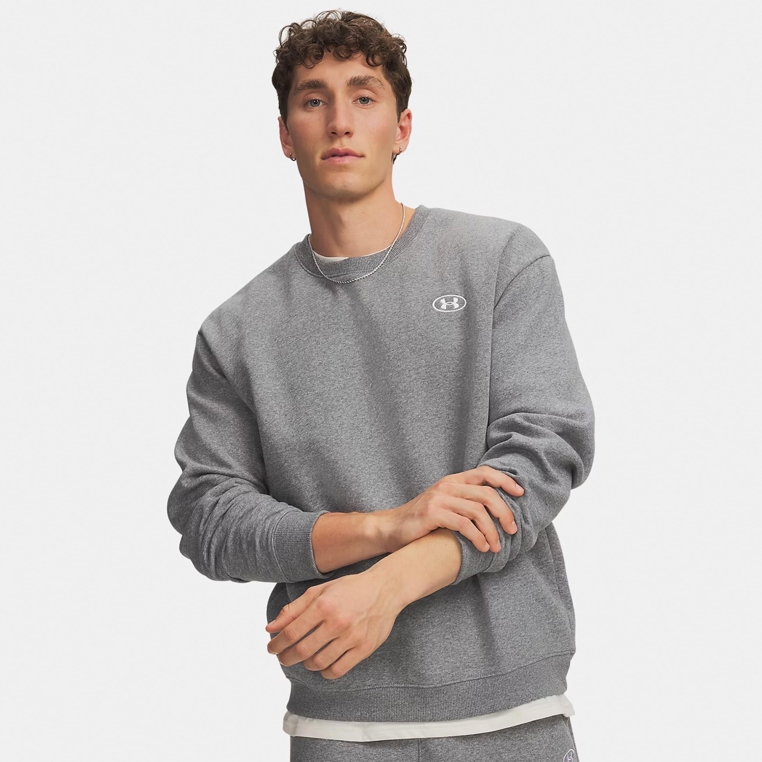 Under Armour Rival Fleece Crew Sweatshirt Herrer - grå, hvid