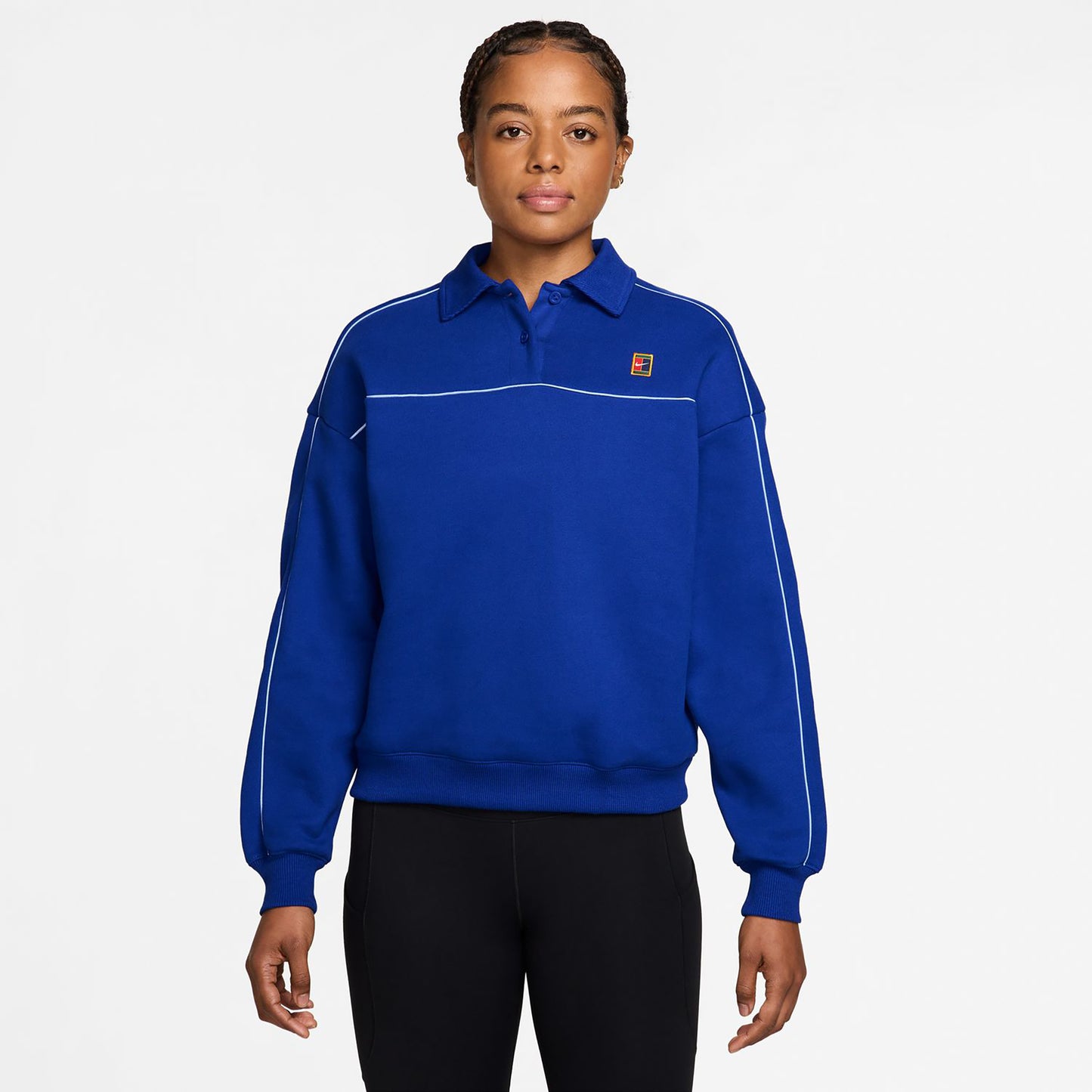 Nike Court Shirt, langærmet Damer - mørkeblå