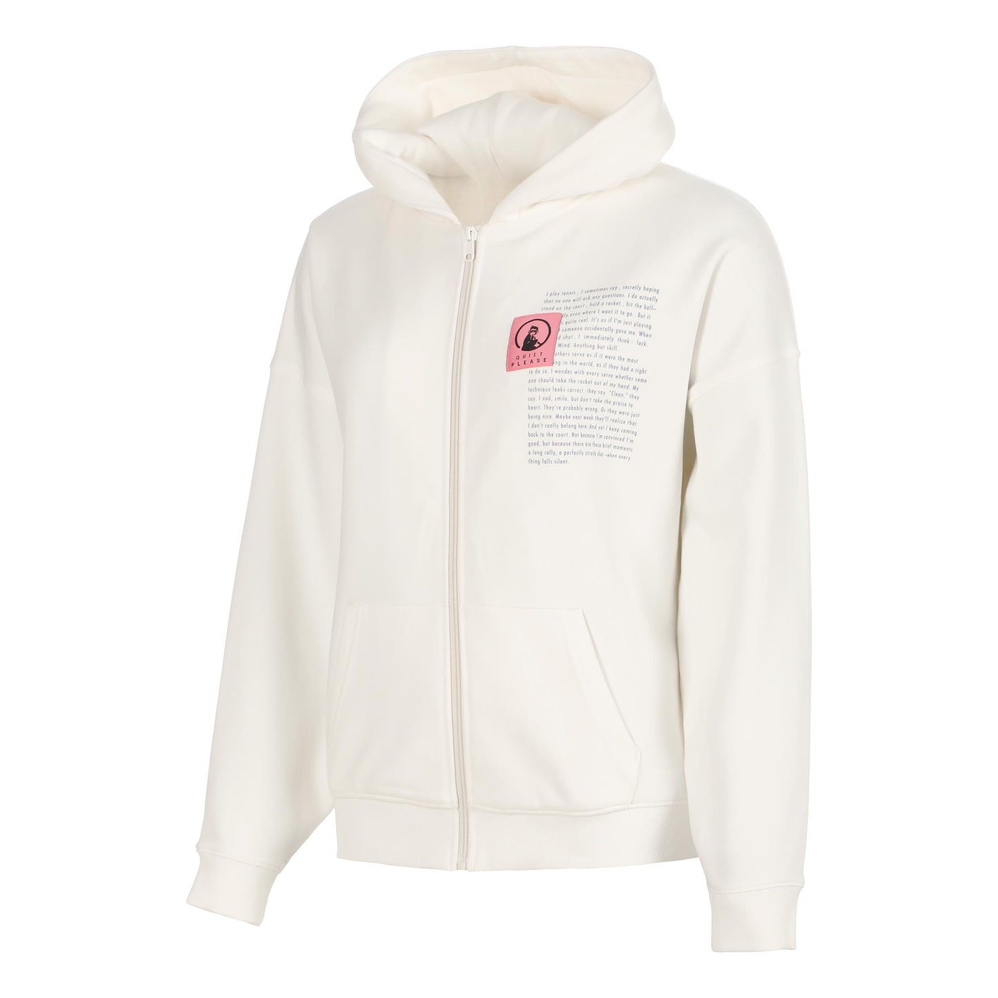 Quiet Please Thoughts Patch Oversize Sweatjakke Damer - creme