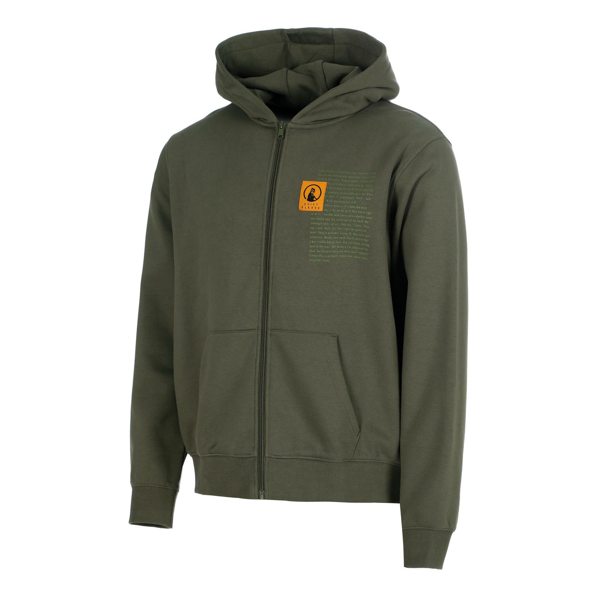 Quiet Please Thoughts Patch Loose Fit Sweatjakke Herrer - mørkegrøn