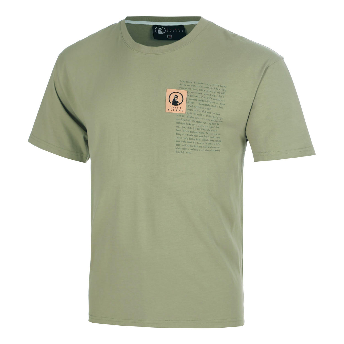 Quiet Please Thoughts Patch Loose Fit T-shirt Herrer - kaki