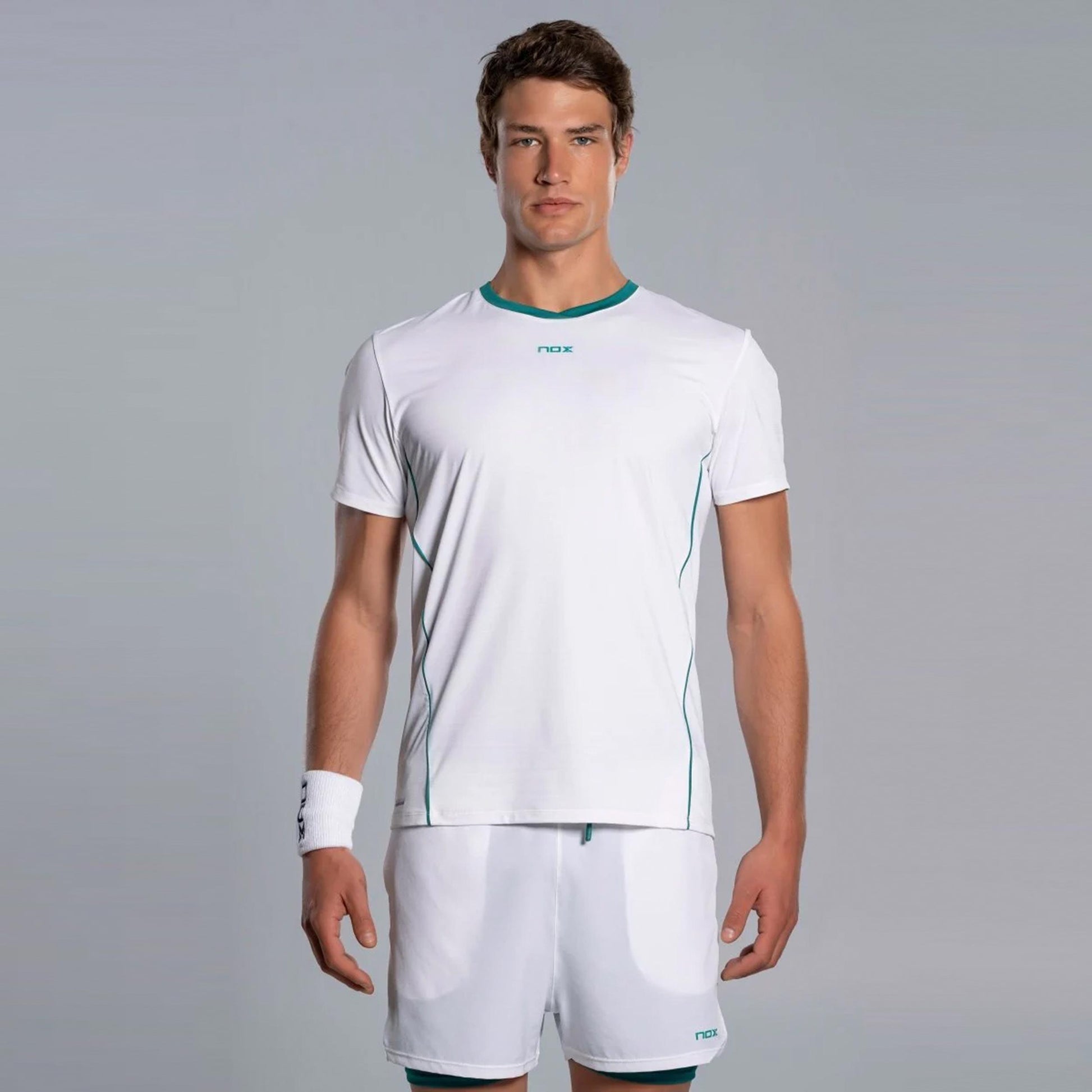 NOX Pro T-shirt Herrer - hvid, blågrøn