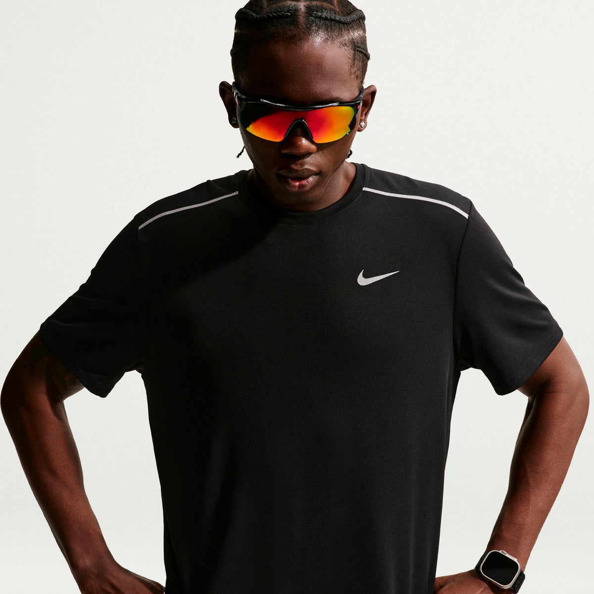 Nike Miler  Løbetrøje Herrer - sort, sølv