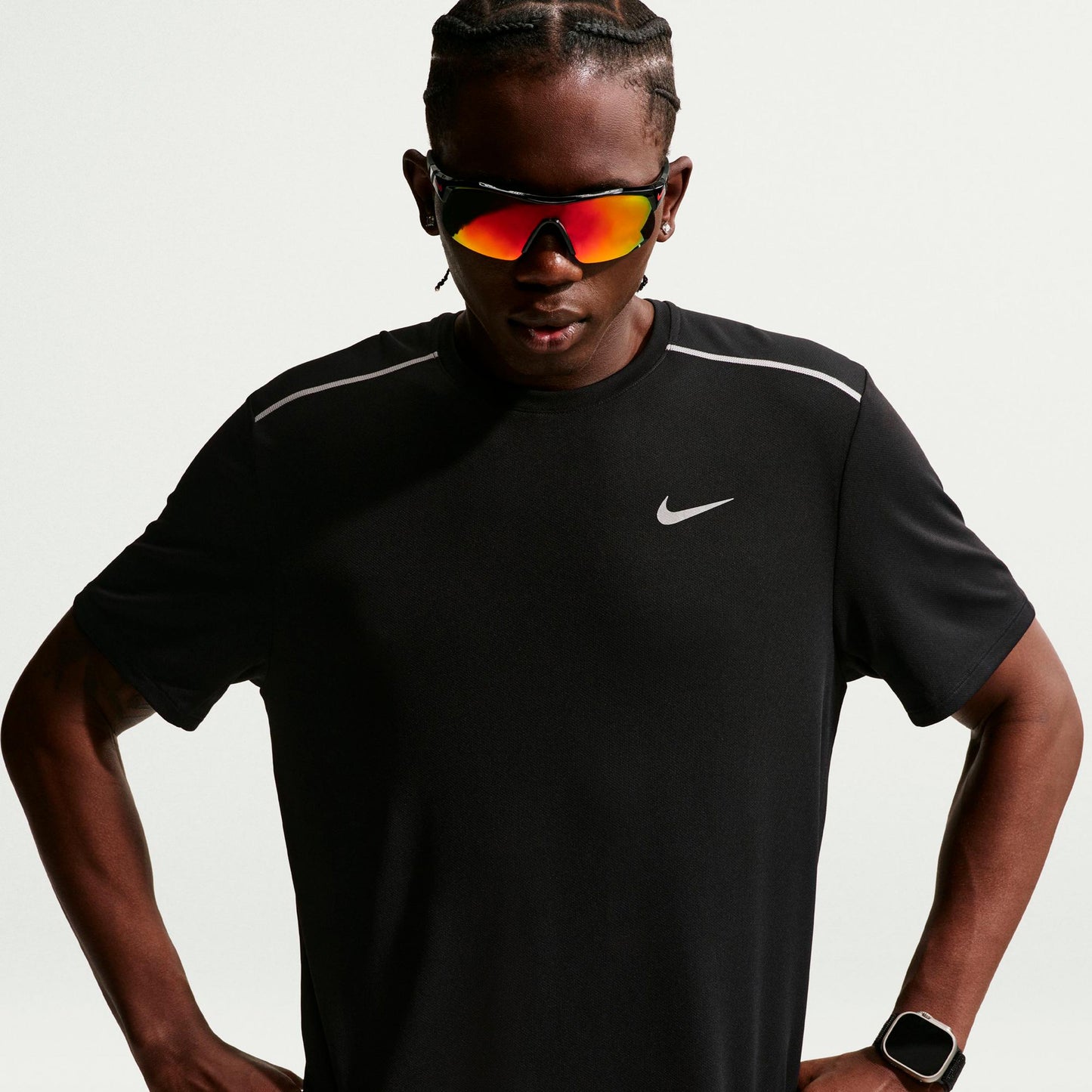 Nike Miler  Løbetrøje Herrer - sort, sølv