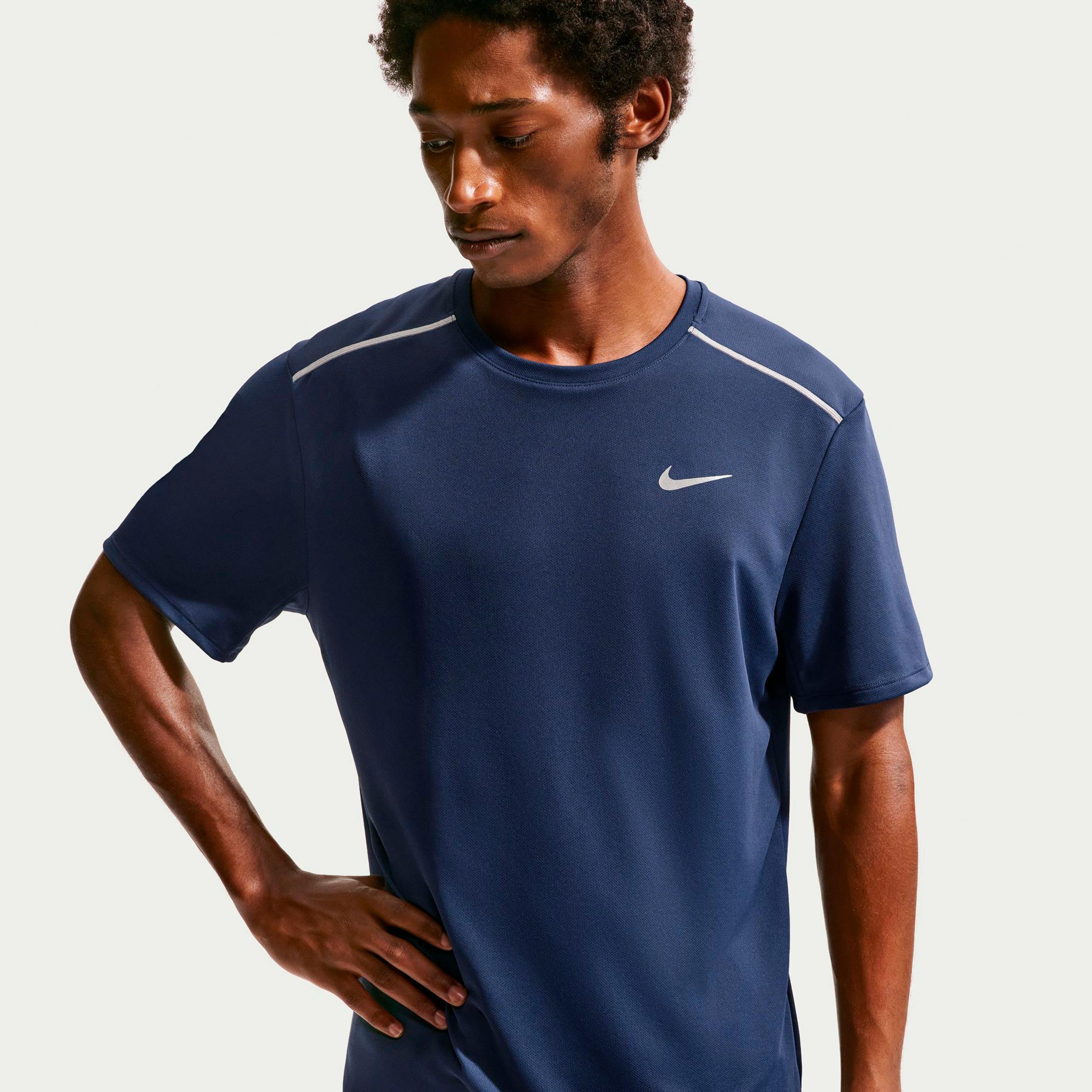 Nike Miler  Løbetrøje Herrer - mørkeblå, sølv