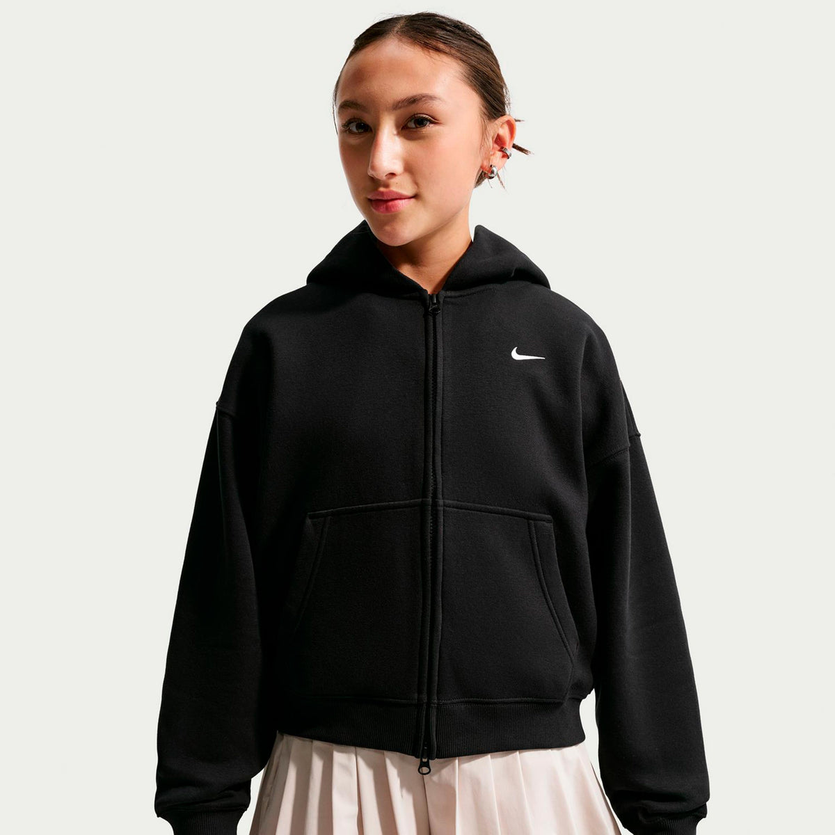 Nike Oversized Fleece Full-Zip Sweatjakke Pige - sort
