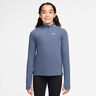 Dri-Fit Half-Zip Shirt, langærmet Pige - blå-grå, hvid