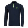 Wild Big Serve 1/4 Zip Shirt,Lang&aelig;rmet Herrer-M&oslash;rkebl&aring;,Neongr&oslash;n