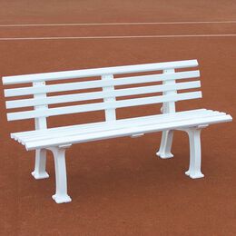 Tennisplatzsitzbank mit Lehne, Länge 1,50 m, weiß