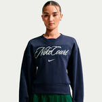 Nike Sweatshirt Nike Court Fleece Crew Sweatshirt Damer-m&oslash;rkebl&aring;, creme