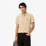 Ribbed Collar Polo Herrer - beige, hvid