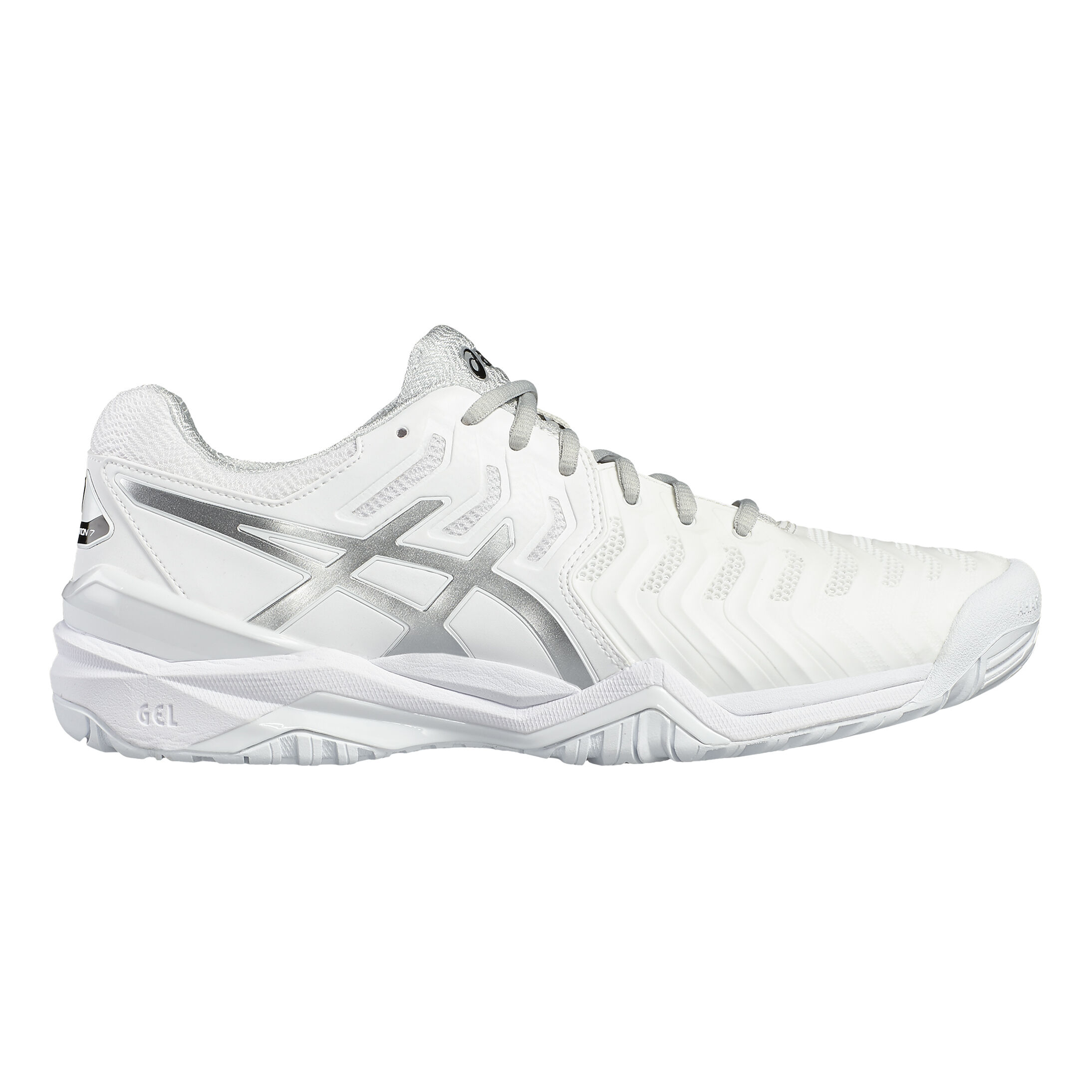 Asics Gel Resolution 7 Allcourt sko Damer Hvid, Sølv køb Asics Gel Resolution 7 Allcourt sko Damer Hvid, Sølv køb
