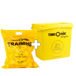 Training 72 Bälle im Beutel (druckloser Tennisball) + Balleimer