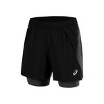 ASICS T&oslash;j ASICS Road 2in1 5in L&oslash;beshorts Herrer-sort, m&oslash;rkegr&aring;