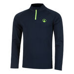 Quiet Please Tøj Quiet Please Wild Big Serve 1/4 Zip Shirt,Langærmet Herrer-Mørkeblå,Neongrøn